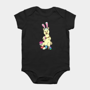 Easter - Cute alpaca painting Easter eggs Baby Bodysuit